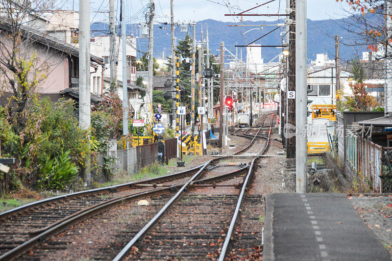 铁路穿过日本城市-京都