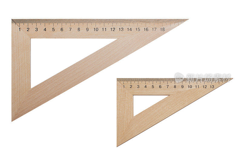 两根长20厘米和15厘米的三角形木尺