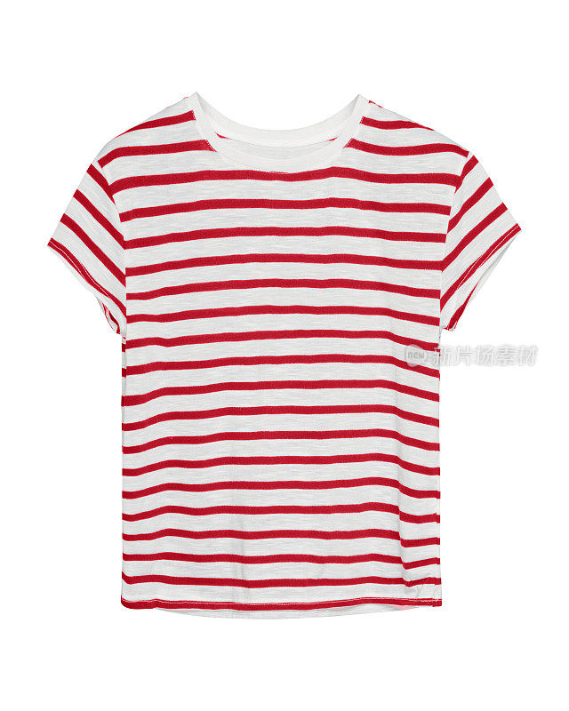 红色和白色条纹水手风格t恤孤立