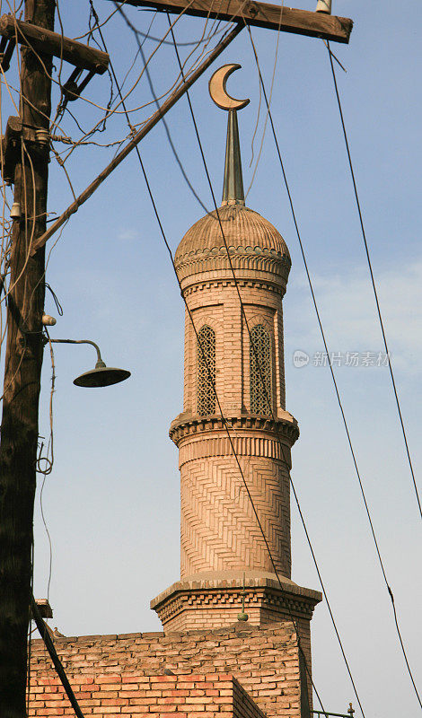 中国新疆喀什的清真寺尖塔