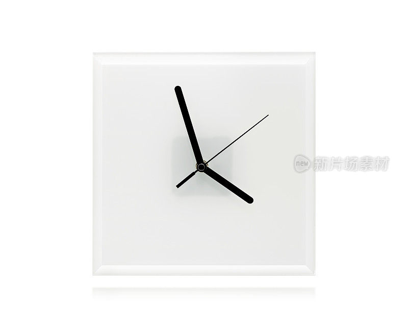 现代时钟孤立在白色背景上。时钟模板中的镜像框。(剪切路径)