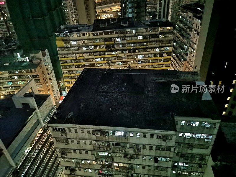 香港九龙半岛大角咀地区夜间