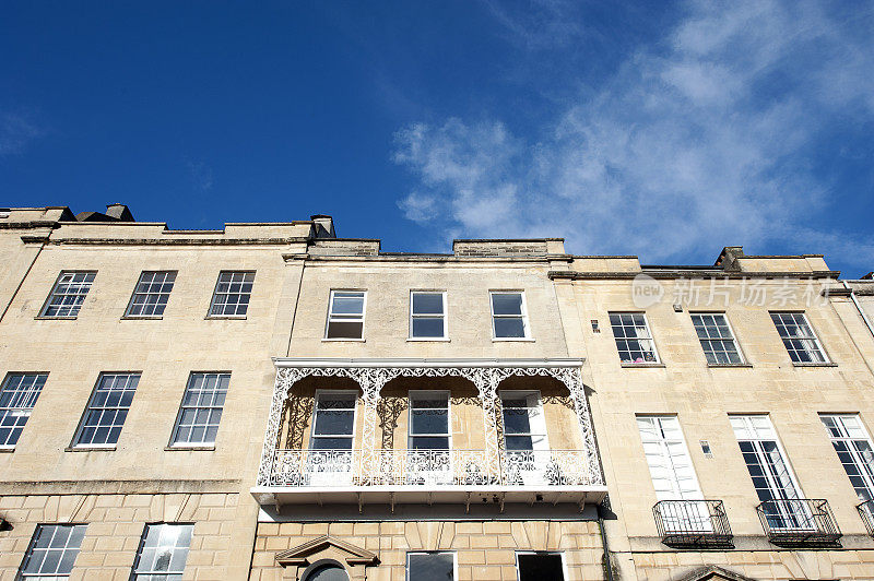 英国布里斯托尔，华丽的阳台和乔治亚风格的窗户