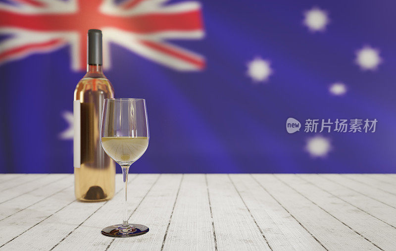澳大利亚的酒瓶和玻璃杯