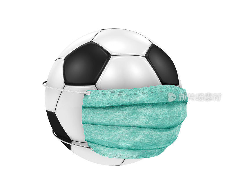 皮球足球足球侧视图防病毒防护COVID-19感染口罩