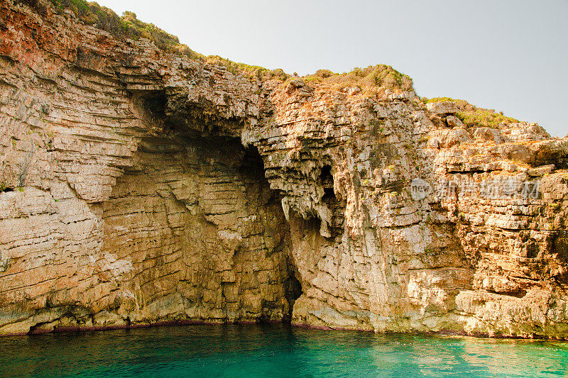 希腊科孚岛的海岩