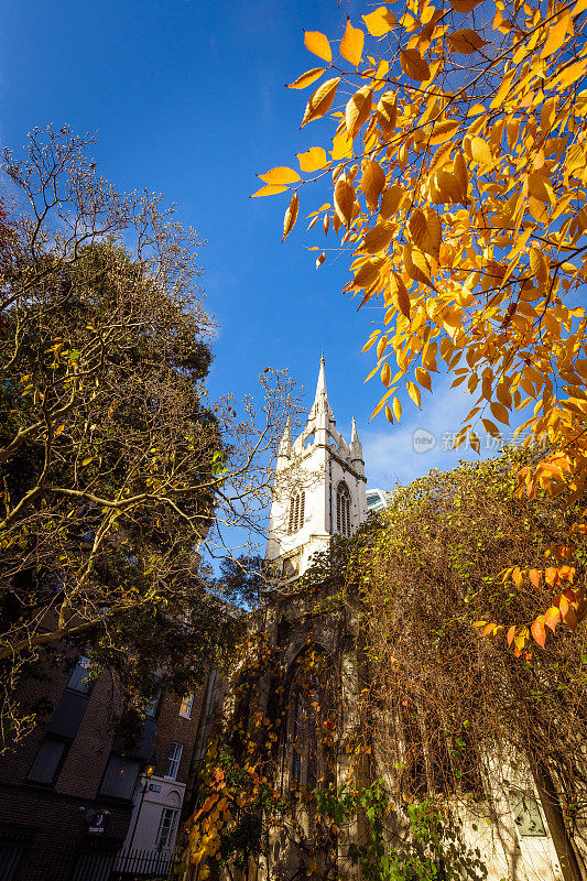 英国伦敦东教堂的圣邓斯坦古建筑