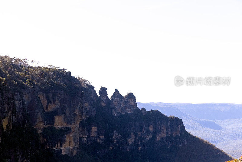 三姐妹岩层在蓝山国家公园，背景与复制空间