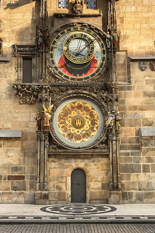 捷克共和国布拉格老城广场上的历史悠久的中世纪天文钟