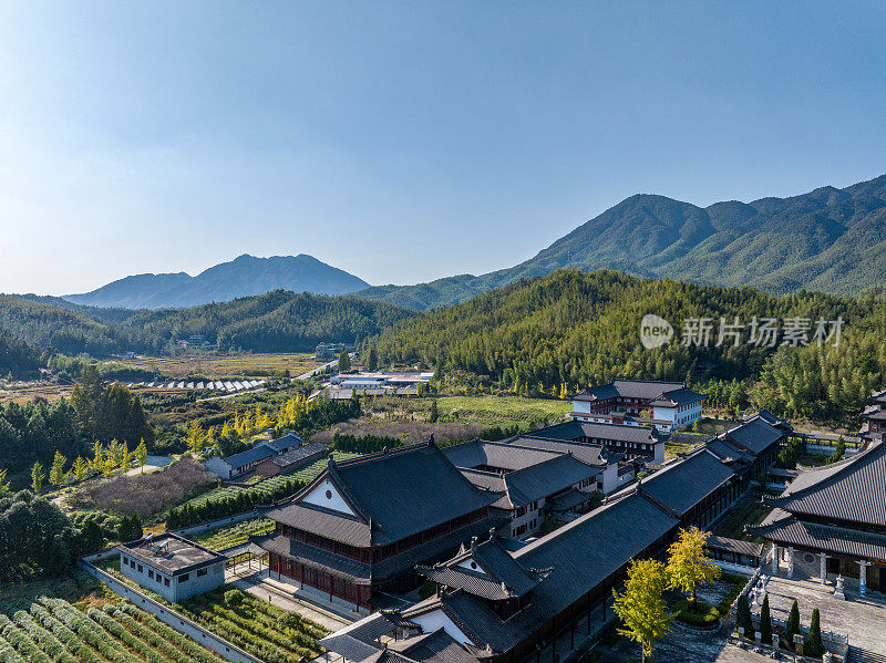 中国江西寺庙和古建筑的航空摄影