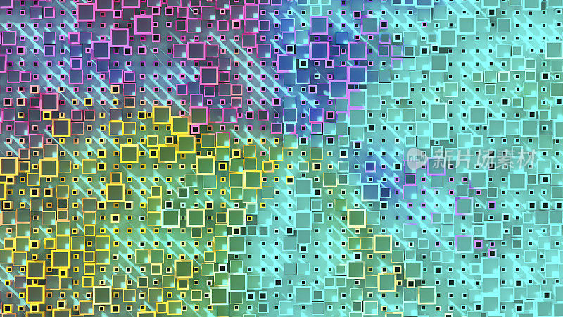 方形造型背景，大数据，人工智能概念