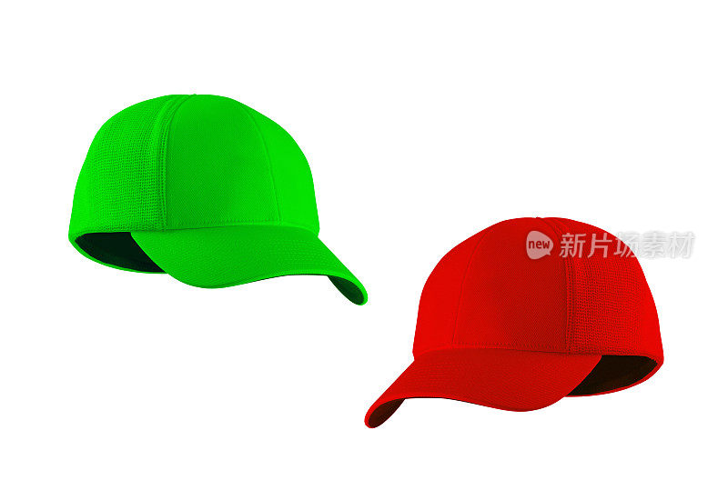 绿色和红色的棒球帽