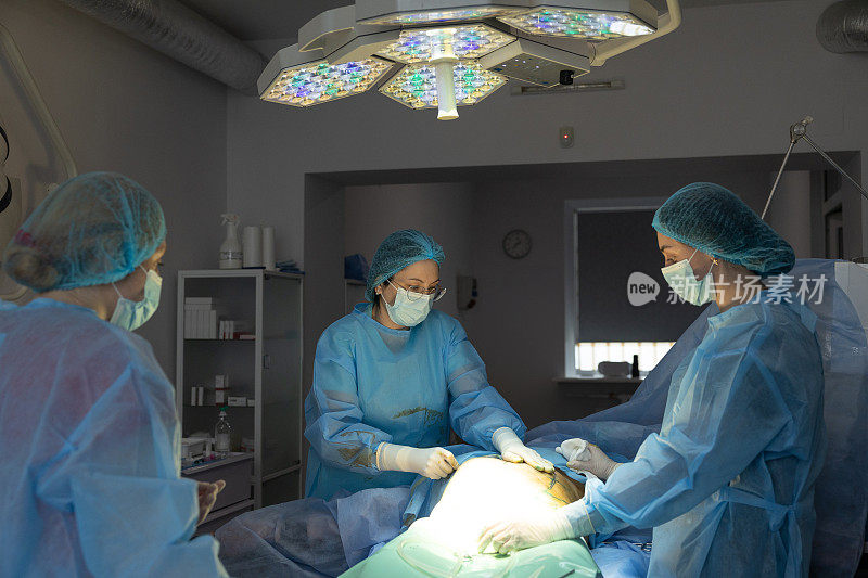 手术小组进行抽脂手术。