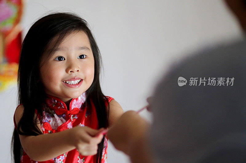 中国新年-幼稚园女孩的愿望