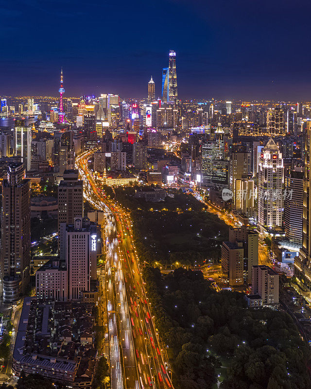 航拍上海夜景