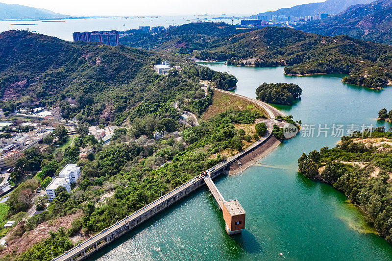 香港大榄涌水塘的无人机照片