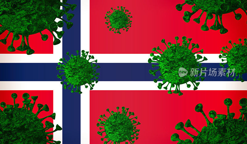 挪威国旗Covid-19冠状病毒细胞