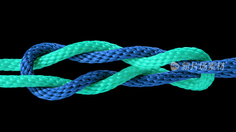 蓝绳和绿绳打成结