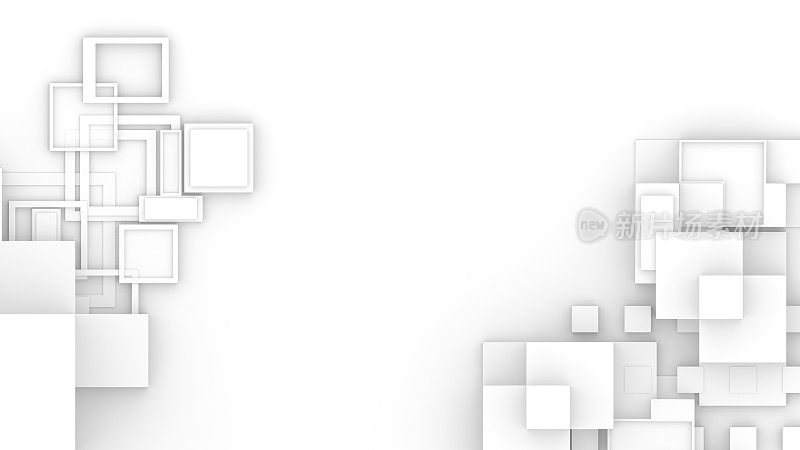 3d插图的3d几何未来主义设计块与复制空间创意背景。