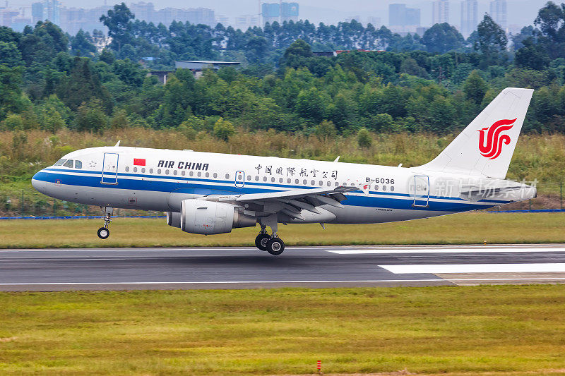 中国国际航空公司空客A319飞机在中国成都双流机场
