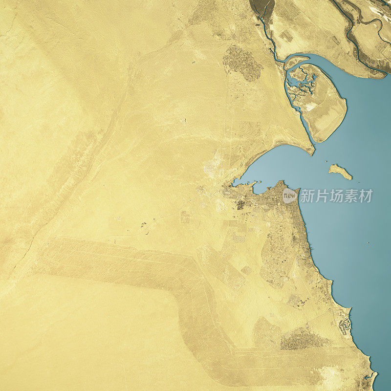 科威特3D渲染地形图颜色