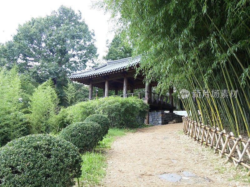 韩国传统建筑和竹林