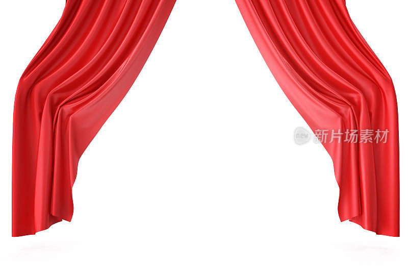 豪华猩红丝绒窗帘逼真。三维渲染