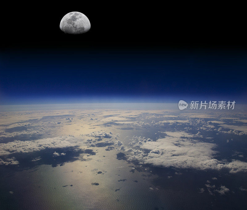 地球在太空和月球