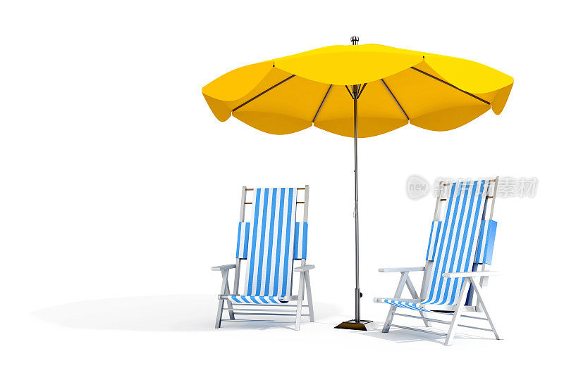 日光躺椅和雨伞