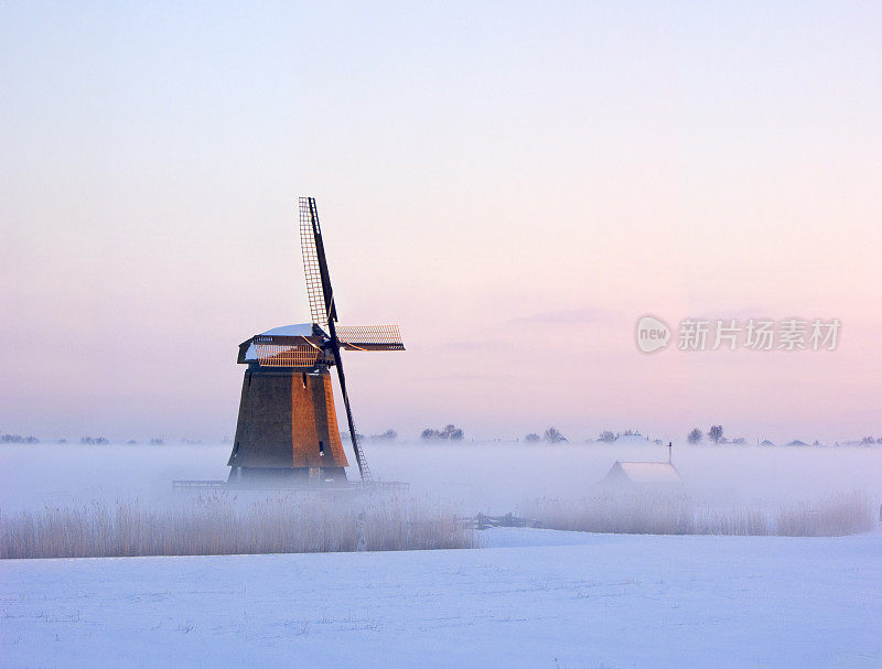 荷兰的冬天场景