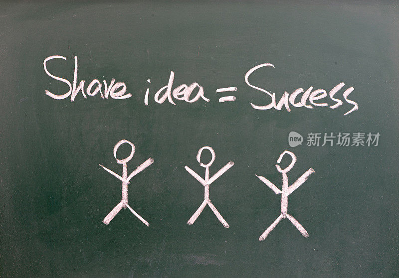 在黑板上分享成功理念，经营理念