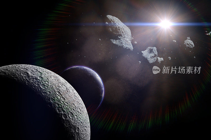 一群穿越月球轨道向地球移动的小行星