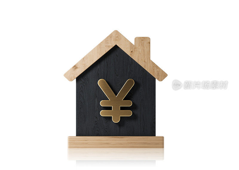 木造黑屋，金日圆象征-房地产概念