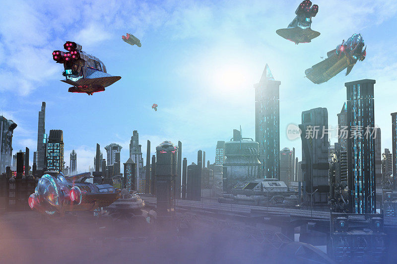 梦幻环境未来梦幻城市的3d渲染