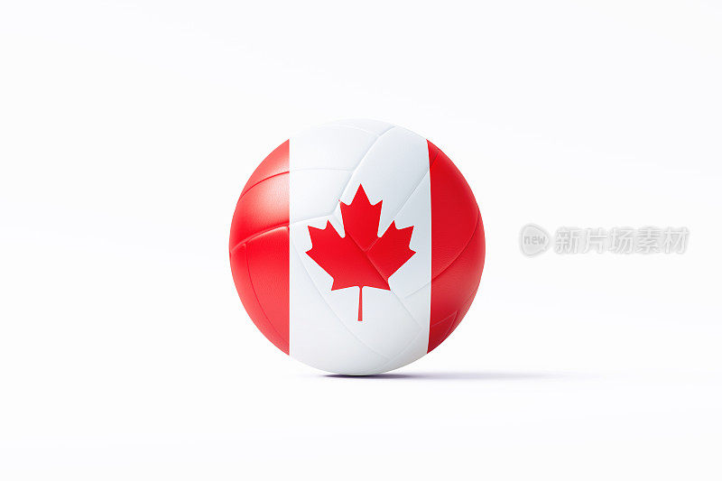 排球纹理与加拿大国旗在白色背景