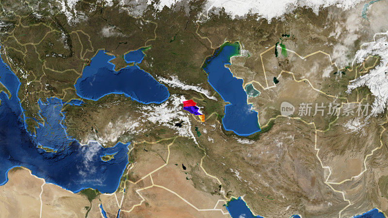 国旗装饰的亚美尼亚地图