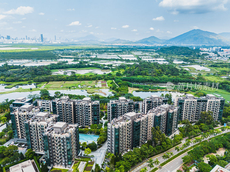 无人机拍摄的香港天水围房屋