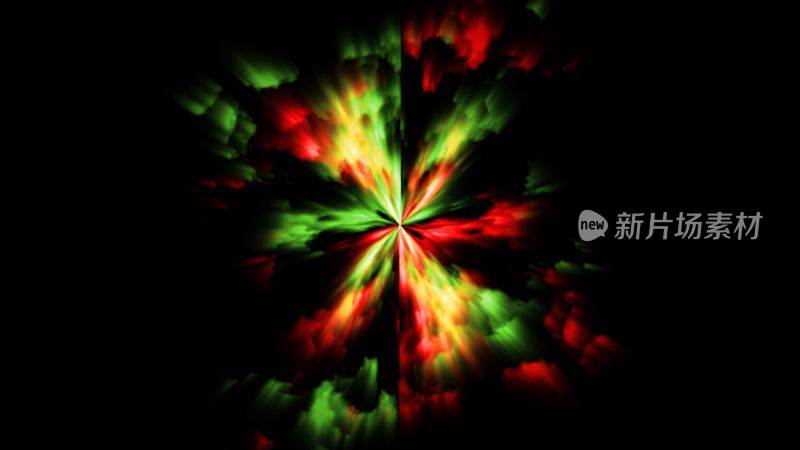 抽象的彩色波浪背景在红色和绿色的颜色。4k背景动画制作的旋转速度隧道能量。