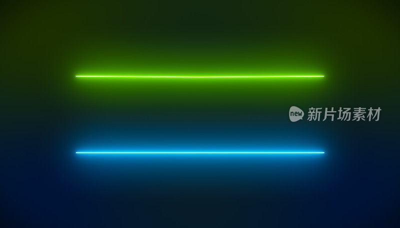 绿色和蓝色发光的霓虹灯线的插图