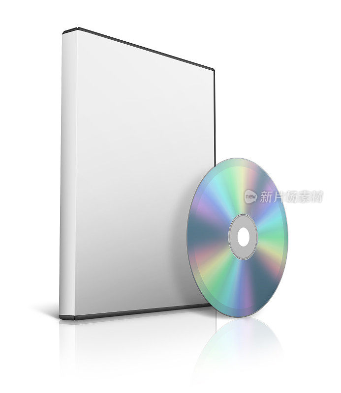 白色背景上有磁盘的DVD盒子