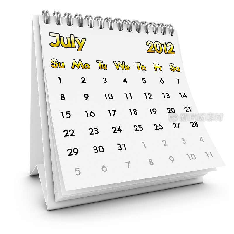 桌面日历2012年7月