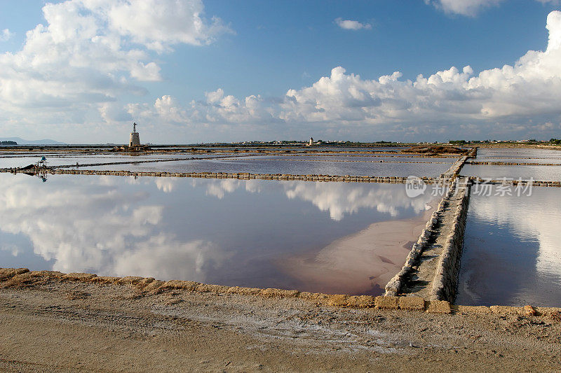西西里岛的特拉帕尼盐沼
