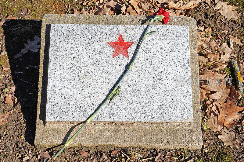 公共公墓中一个二战期间俄国士兵的墓碑