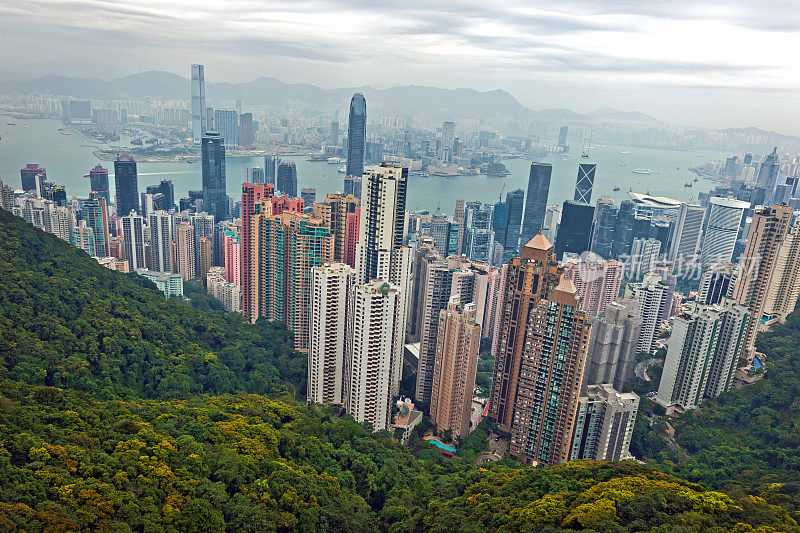 中国香港岛和九龙的景色