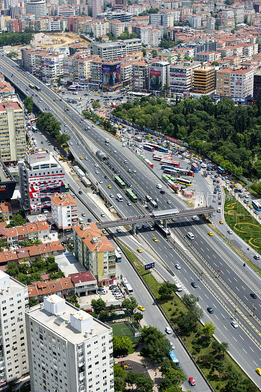 鸟瞰图Mecidiyekoy，伊斯坦布尔，土耳其