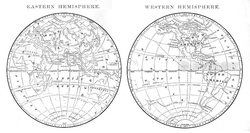 世界半球地图1886