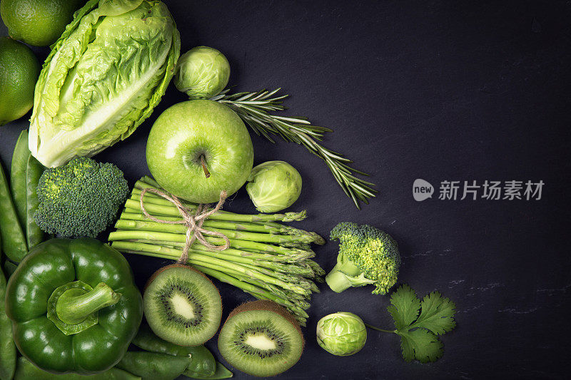 绿色健康蔬菜和水果