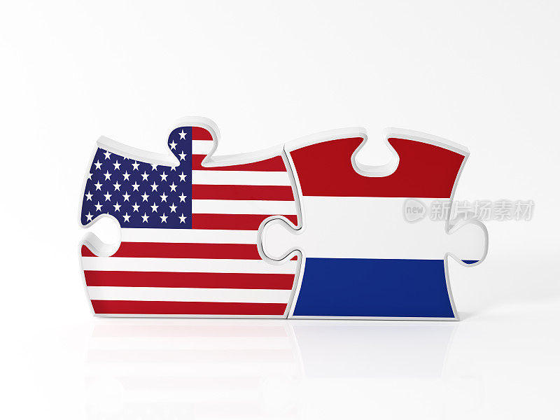 用美国和荷兰国旗纹理的拼图