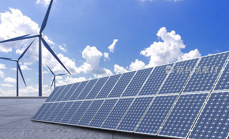 新能源，太阳能和风能。