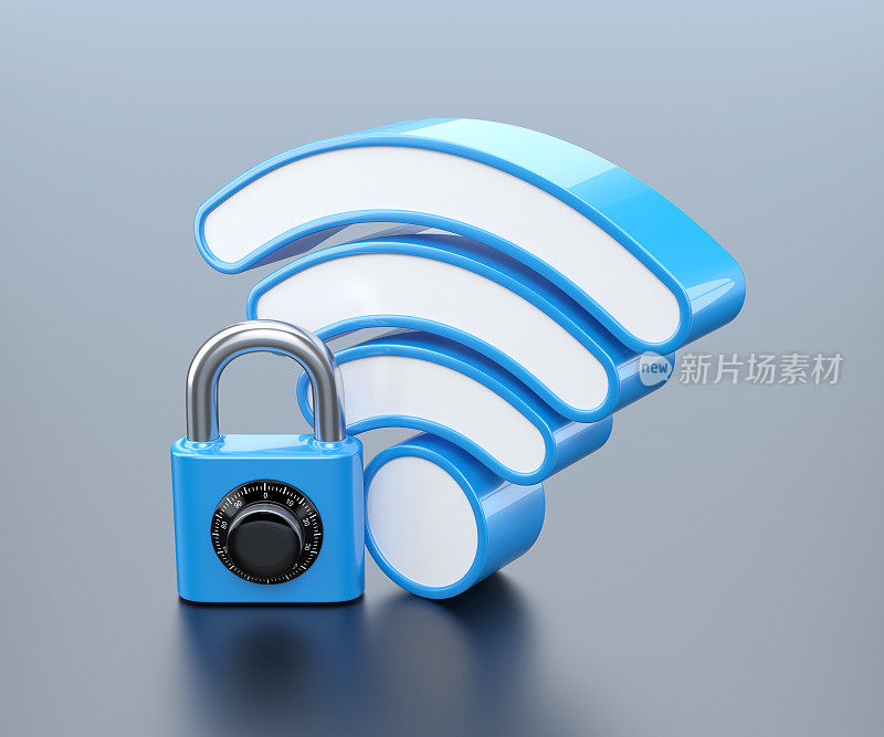 带密码锁的Wi-Fi标志